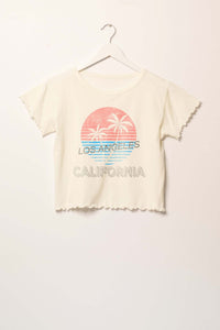 Los Angeles Cropped Lettuce-Edge Graphic Baby Tee - ShopPromesa