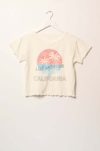 Los Angeles Cropped Lettuce-Edge Graphic Baby Tee - ShopPromesa