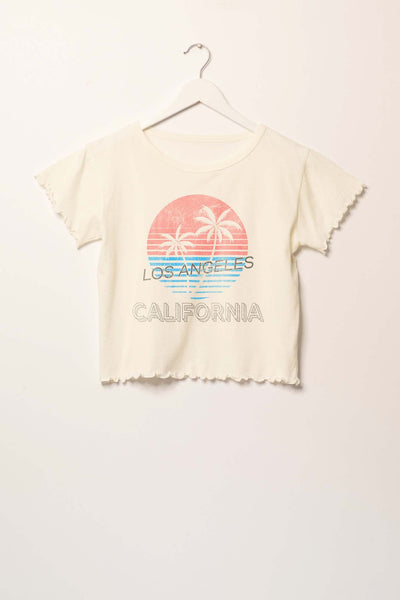 Los Angeles Cropped Lettuce-Edge Graphic Baby Tee - ShopPromesa