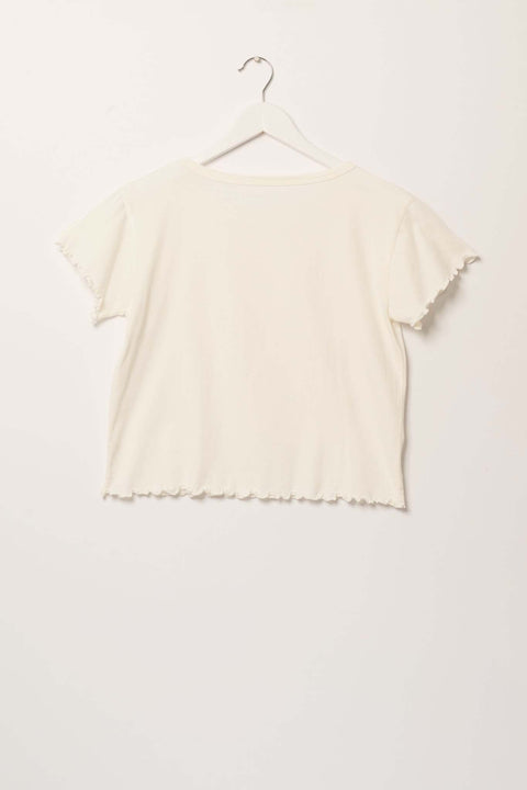 Los Angeles Cropped Lettuce-Edge Graphic Baby Tee - ShopPromesa
