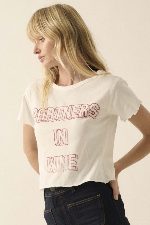 Partners In Wine Cropped Lettuce-Edge Graphic Tee - ShopPromesa