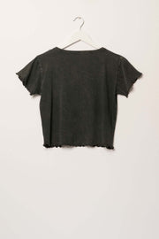 Mon Amour Cropped Lettuce-Edge Graphic Baby Tee - ShopPromesa