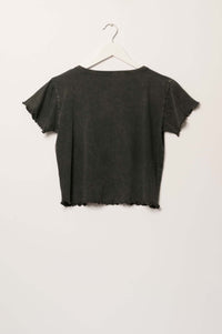 Mon Amour Cropped Lettuce-Edge Graphic Baby Tee - ShopPromesa