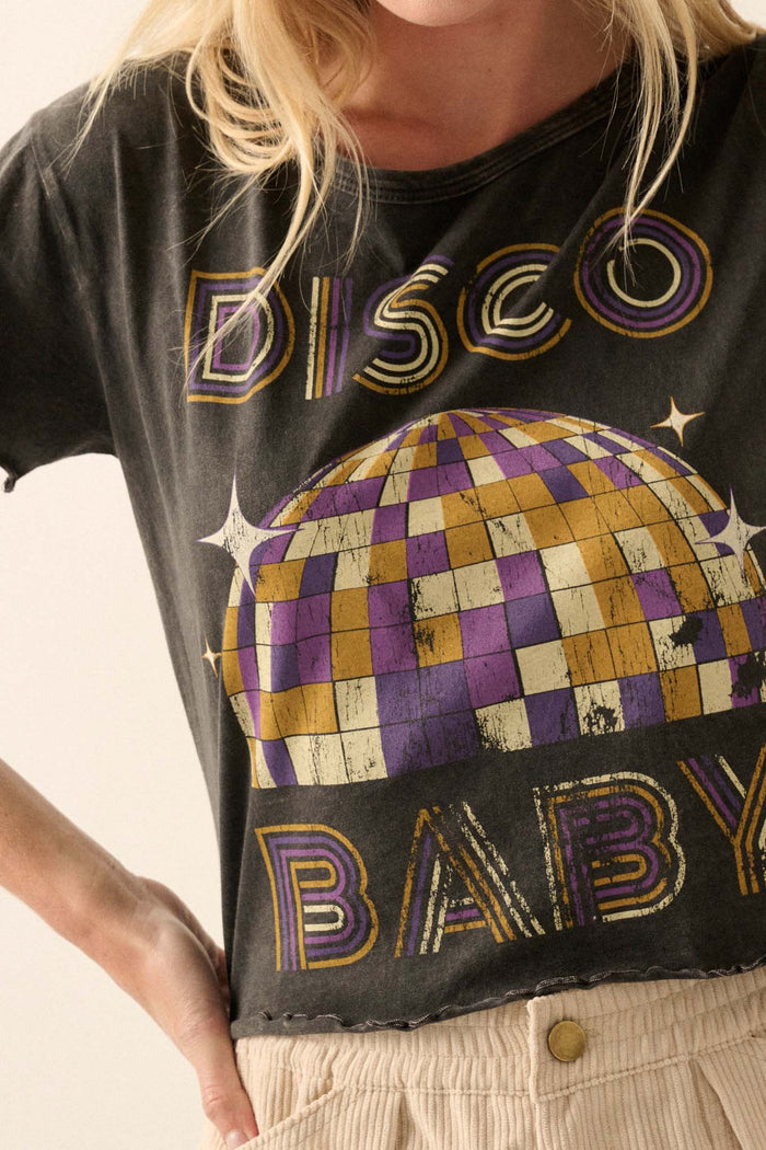 Disco Baby Lettuce-Edge Cropped Graphic Tee - ShopPromesa