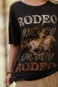 Rodeo Cowboy Distressed Oversize Graphic Tee - ShopPromesa