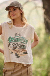 Speedway Racing Vintage-Print Sleeveless Graphic Tee - ShopPromesa