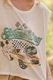 Speedway Racing Vintage-Print Sleeveless Graphic Tee - ShopPromesa