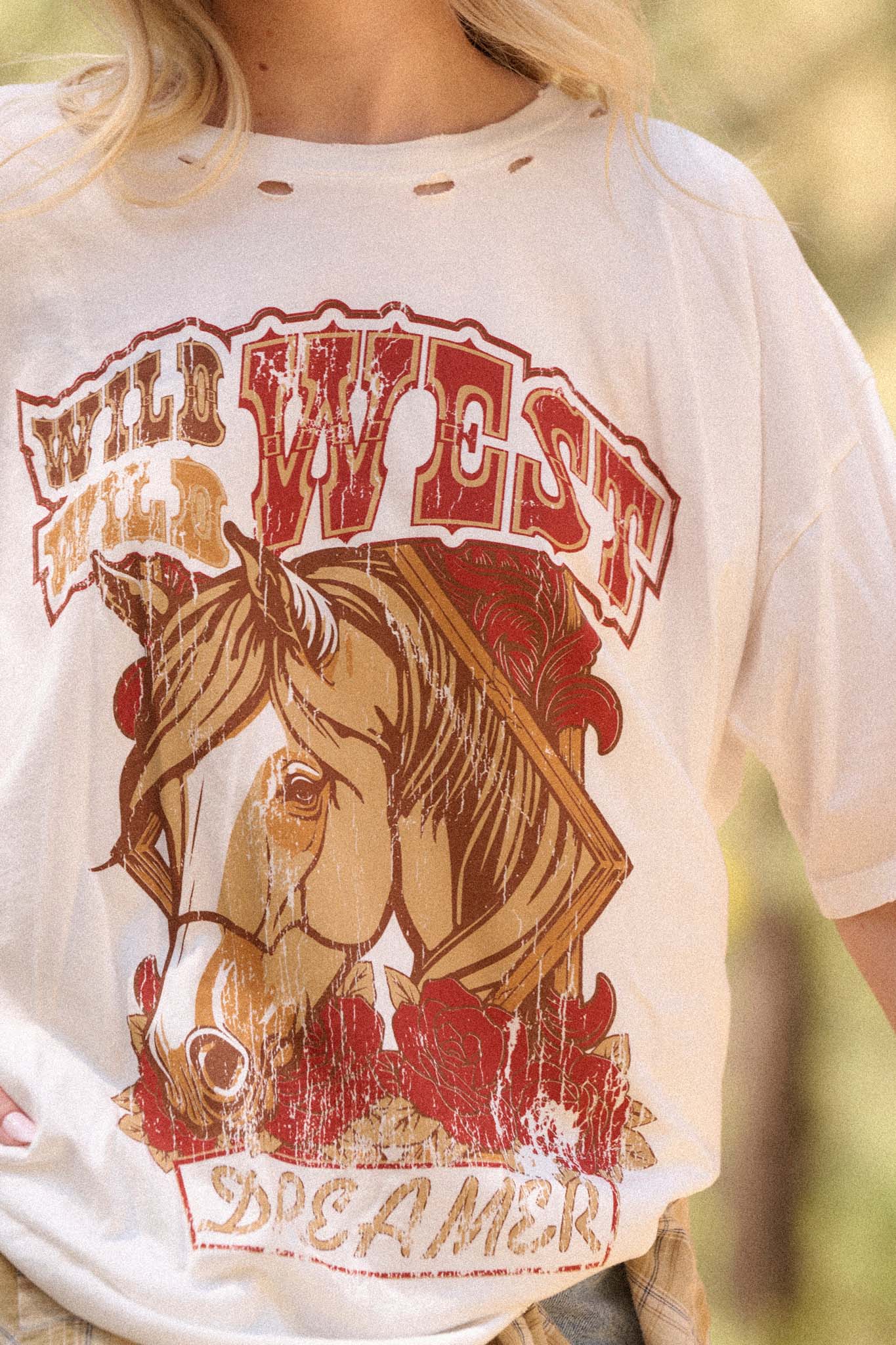 Wild West Dreamer Distressed Oversize Graphic Tee - ShopPromesa