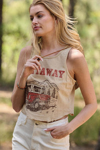 Mountain Getaway Lettuce-Edge Graphic Tank Top - ShopPromesa