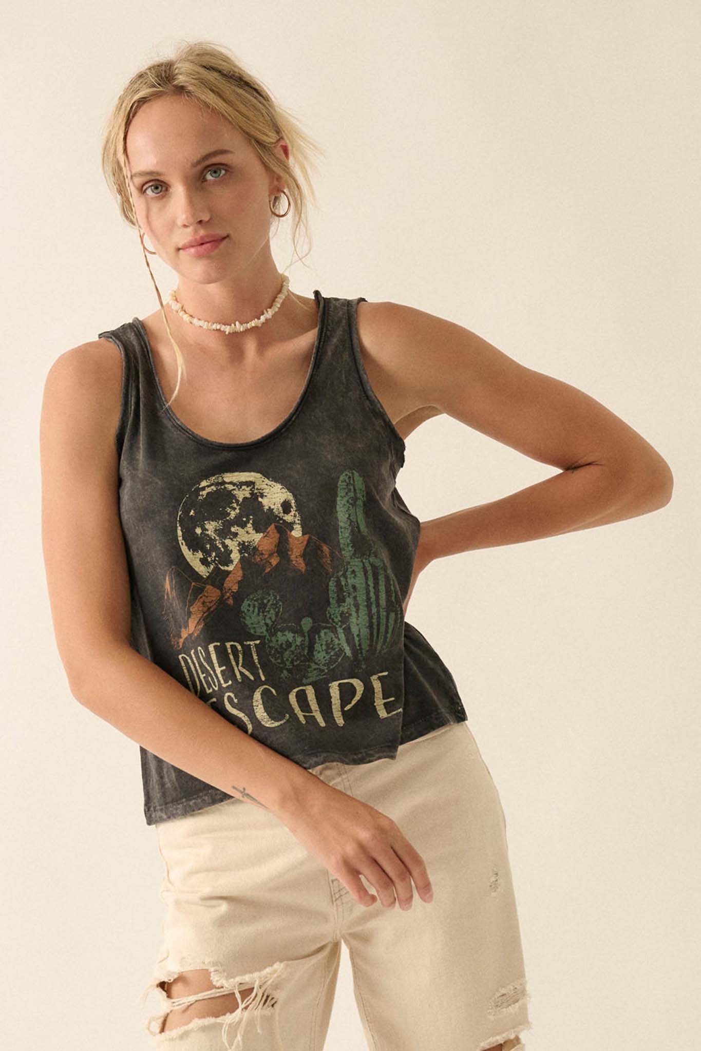 Desert Escape Vintage-Wash Graphic Tank Top - ShopPromesa