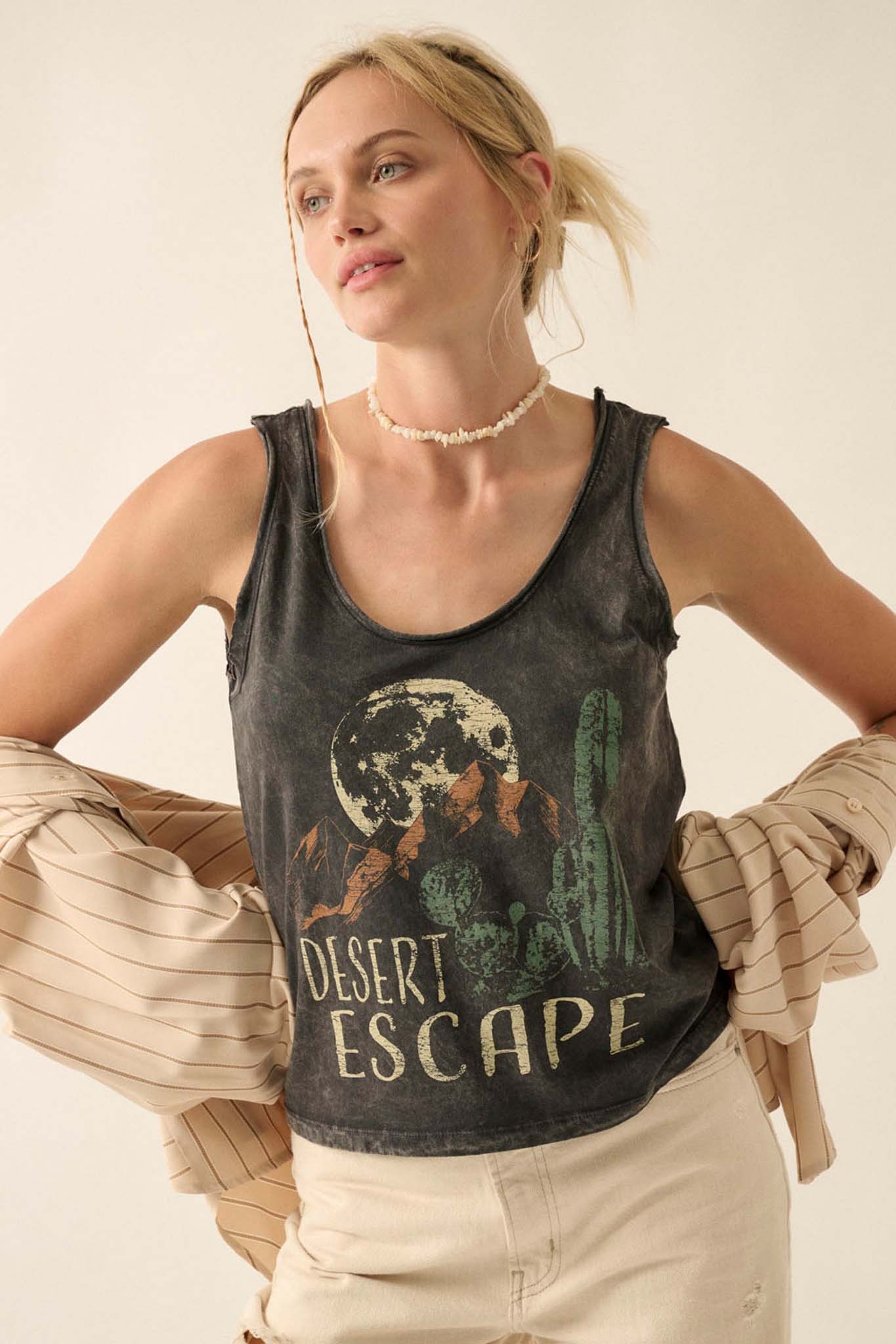 Desert Escape Vintage-Wash Graphic Tank Top - ShopPromesa