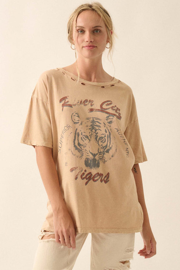 River City Tigers Distressed Oversize Graphic Tee - ShopPromesa