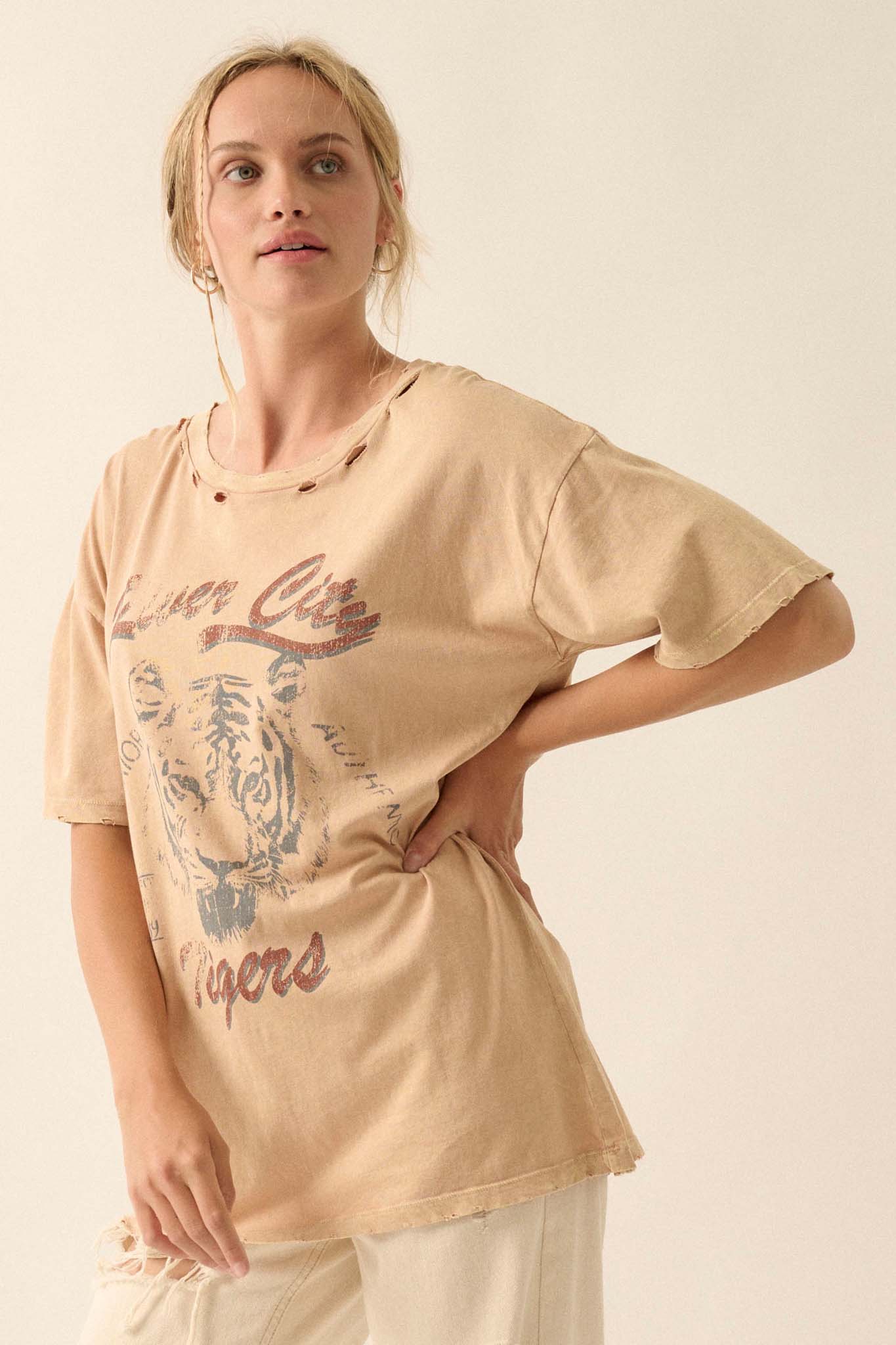 River City Tigers Distressed Oversize Graphic Tee - ShopPromesa