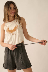 Free as an Eagle Lettuce-Edge Graphic Tank Top - ShopPromesa