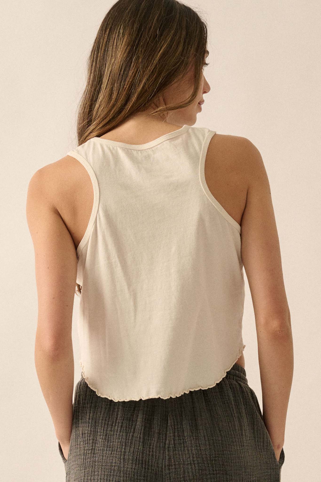 Free as an Eagle Lettuce-Edge Graphic Tank Top - ShopPromesa