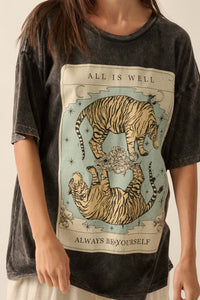 Tiger Tarot Oversized Vintage-Wash Graphic Tee - ShopPromesa