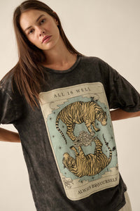 Tiger Tarot Oversized Vintage-Wash Graphic Tee - ShopPromesa