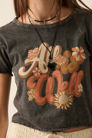 All is Well Cropped Lettuce-Edge Graphic Baby Tee - ShopPromesa