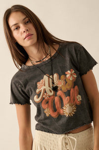 All is Well Cropped Lettuce-Edge Graphic Baby Tee - ShopPromesa