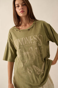 Butterfly Kindness Distressed Oversize Graphic Tee - ShopPromesa