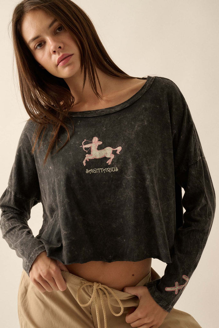 Astrology Girl Cropped Long-Sleeve Graphic Tee - ShopPromesa