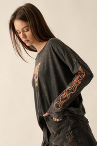 But She's Hot Vintage-Print Long-Sleeve Graphic Tee - ShopPromesa