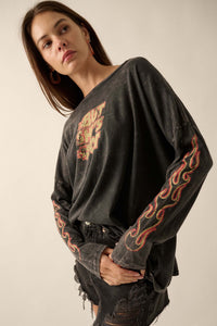 But She's Hot Vintage-Print Long-Sleeve Graphic Tee - ShopPromesa