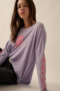 But She's Hot Vintage-Print Long-Sleeve Graphic Tee - ShopPromesa