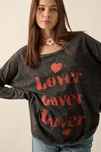 Lover Vintage-Print Long-Sleeve Graphic Tee - ShopPromesa