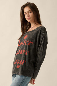 Lover Vintage-Print Long-Sleeve Graphic Tee - ShopPromesa