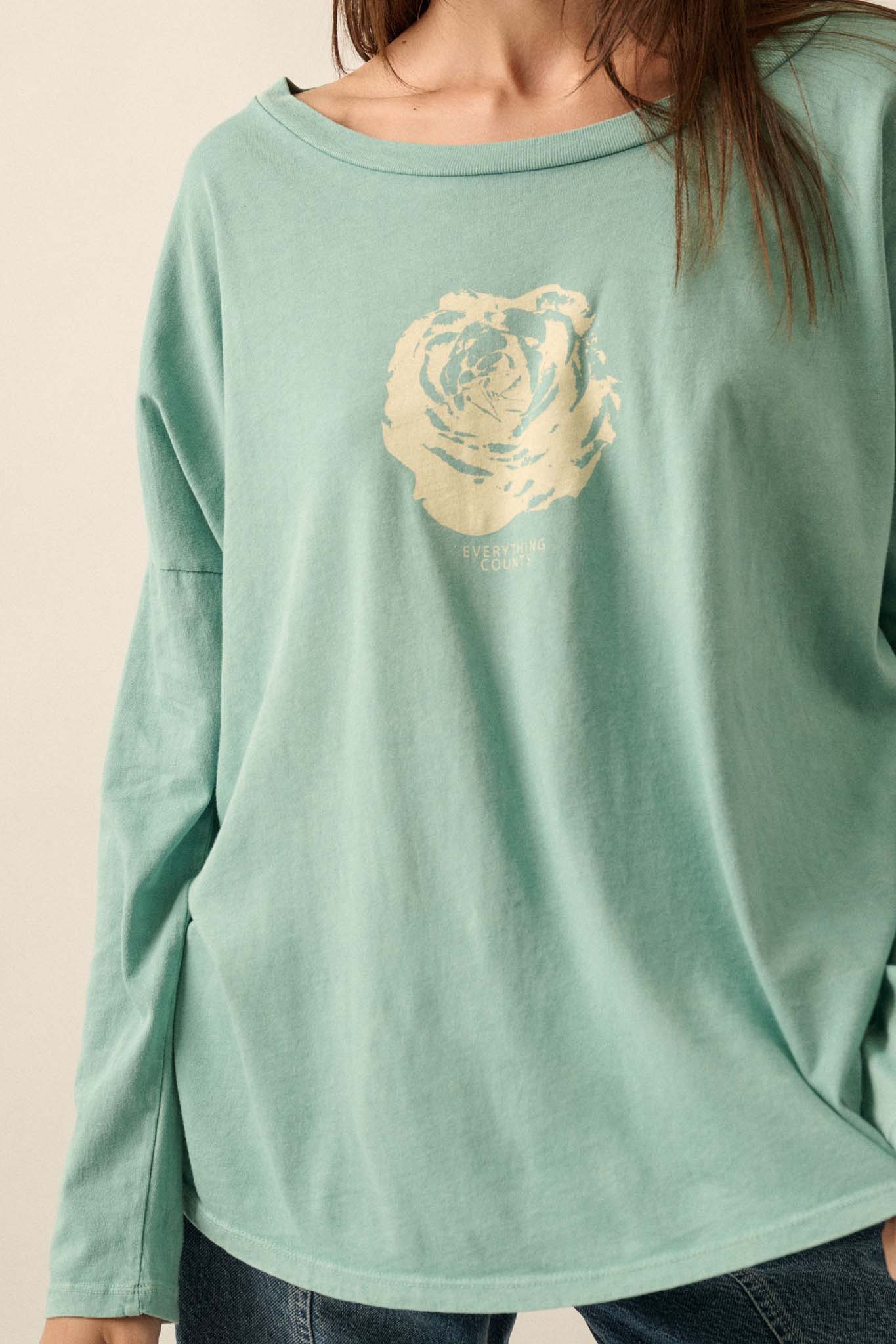 Everything Counts Long-Sleeve Rose Graphic Tee - ShopPromesa