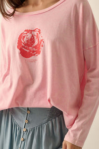 Everything Counts Long-Sleeve Rose Graphic Tee - ShopPromesa