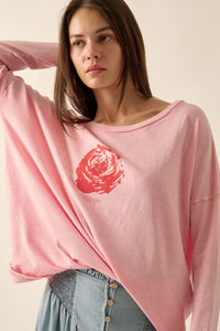 Everything Counts Long-Sleeve Rose Graphic Tee - ShopPromesa