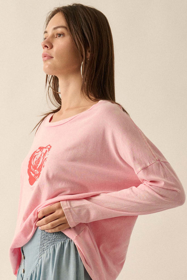 Everything Counts Long-Sleeve Rose Graphic Tee - ShopPromesa