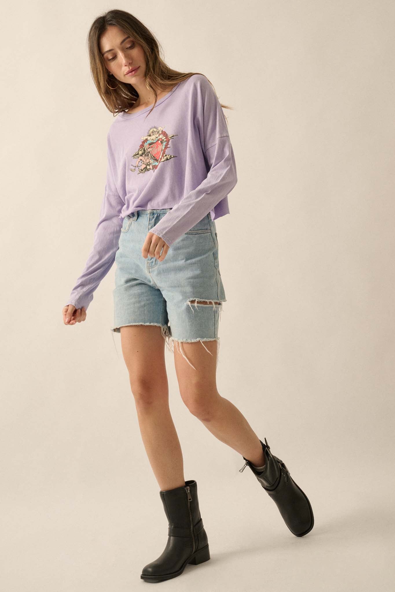 Love Always Cropped Long-Sleeve Graphic Tee - ShopPromesa