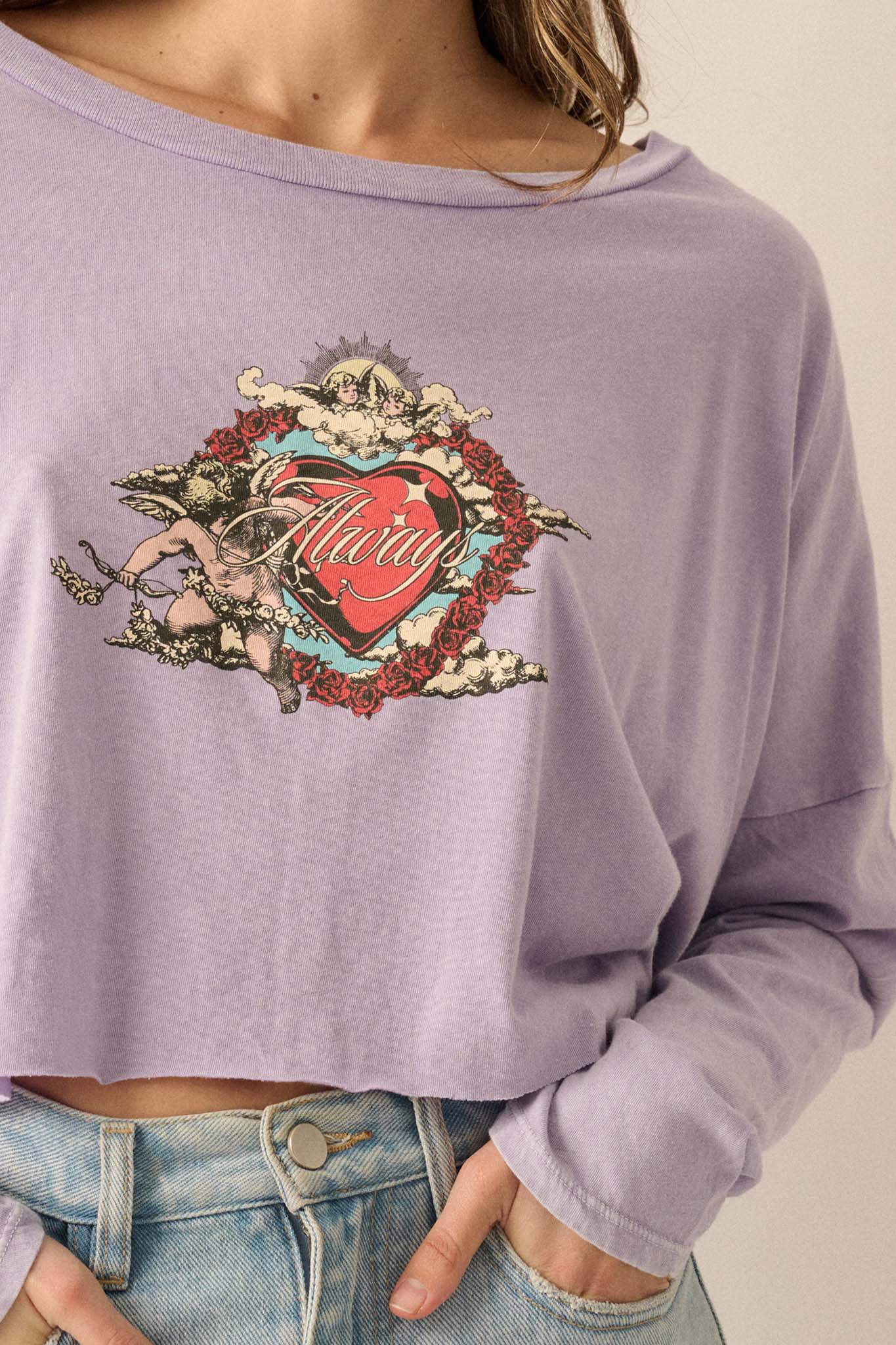 Love Always Cropped Long-Sleeve Graphic Tee - ShopPromesa