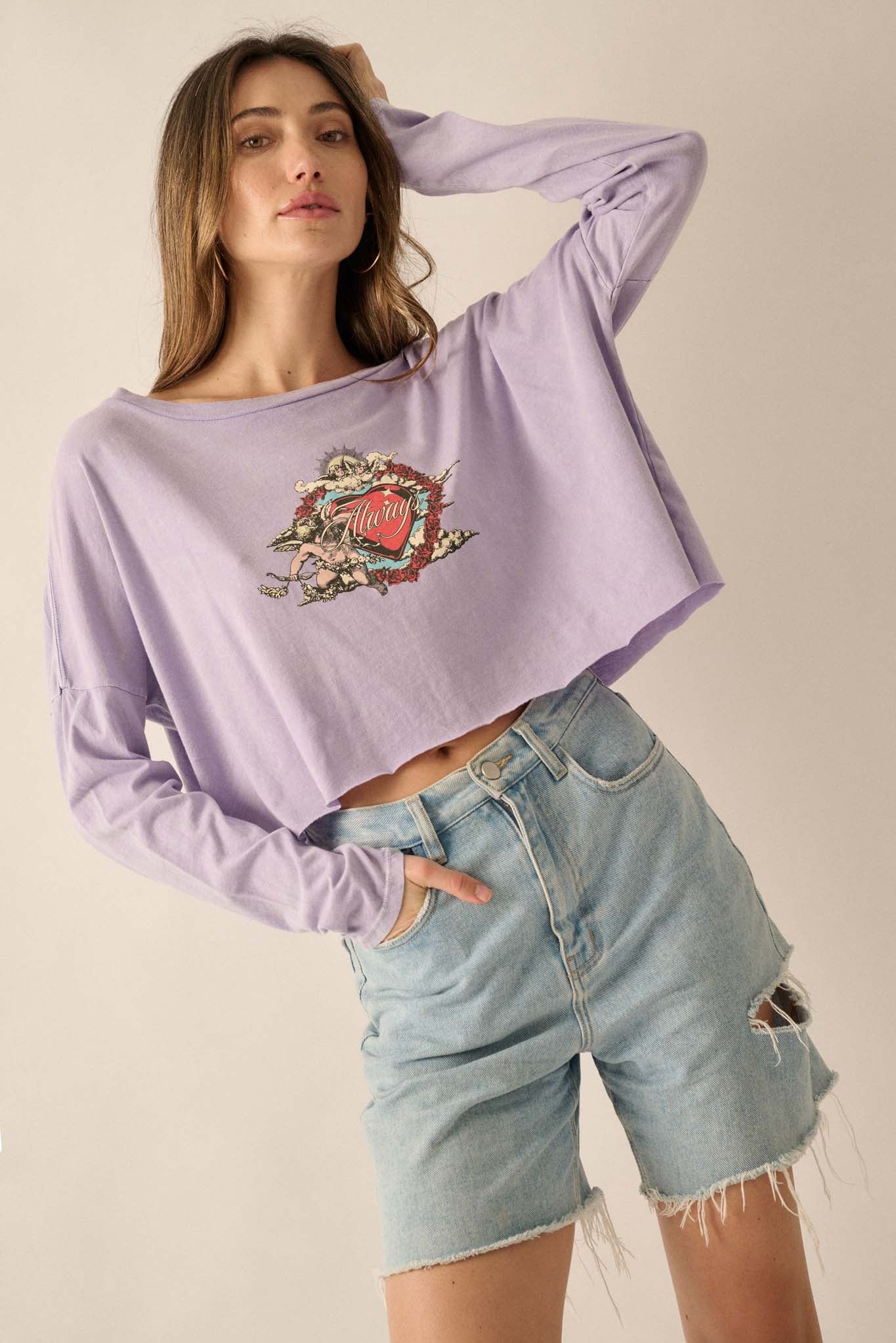 Love Always Cropped Long-Sleeve Graphic Tee - ShopPromesa