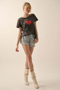 Amour Red Heart Vintage-Wash Graphic Tee - ShopPromesa