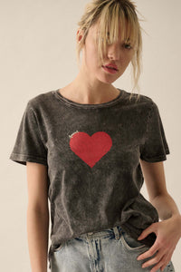 Amour Red Heart Vintage-Wash Graphic Tee - ShopPromesa