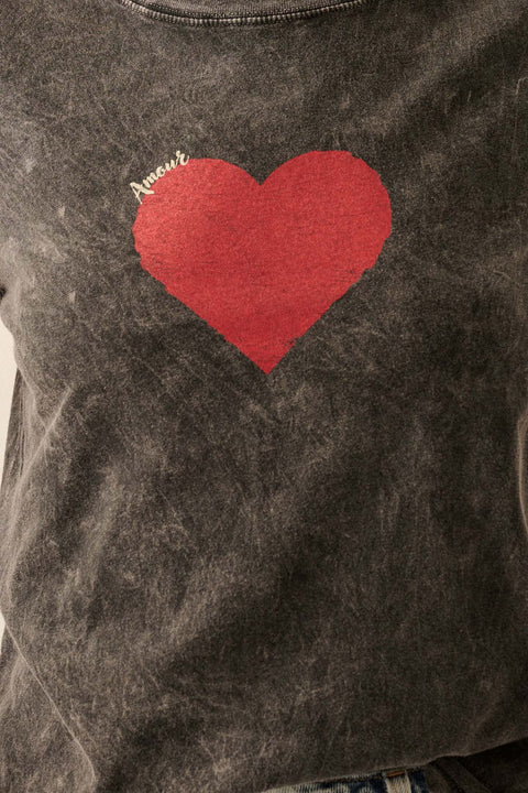 Amour Red Heart Vintage-Wash Graphic Tee - ShopPromesa