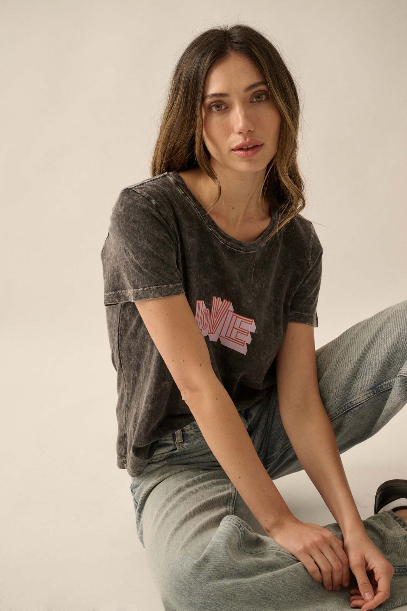 Modern Love Vintage-Wash Graphic Tee - ShopPromesa