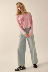 Like a Rose Cropped Long-Sleeve Graphic Tee - ShopPromesa