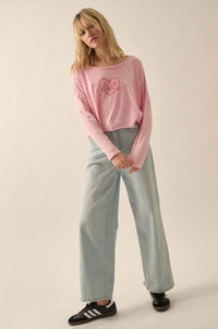 Like a Rose Cropped Long-Sleeve Graphic Tee - ShopPromesa