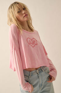 Like a Rose Cropped Long-Sleeve Graphic Tee - ShopPromesa