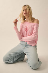 Like a Rose Cropped Long-Sleeve Graphic Tee - ShopPromesa