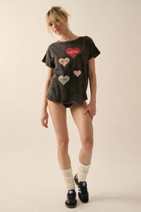 Valentine Hearts Vintage-Wash Graphic Tee - ShopPromesa