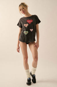 Valentine Hearts Vintage-Wash Graphic Tee - ShopPromesa