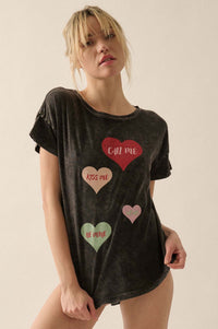 Valentine Hearts Vintage-Wash Graphic Tee - ShopPromesa