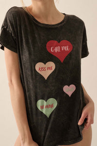 Valentine Hearts Vintage-Wash Graphic Tee - ShopPromesa