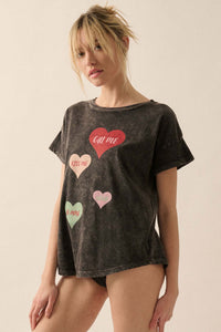 Valentine Hearts Vintage-Wash Graphic Tee - ShopPromesa